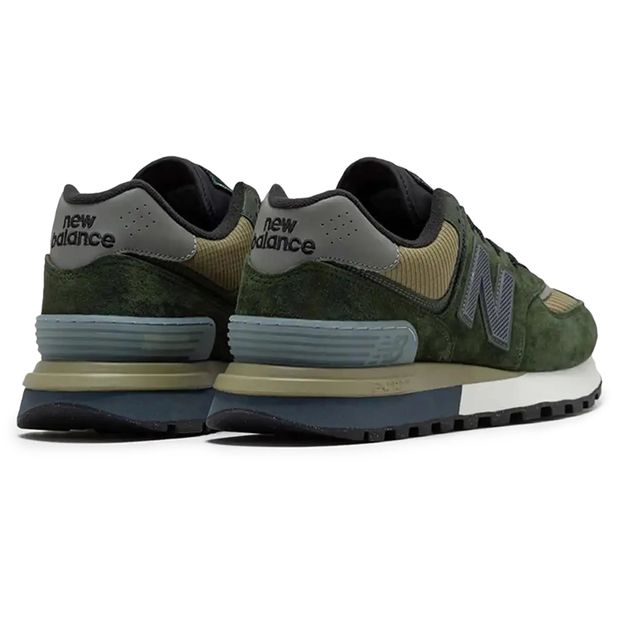 Back Side view of Stone Island x New Balance 574 Legacy Dark Green U574LGIL